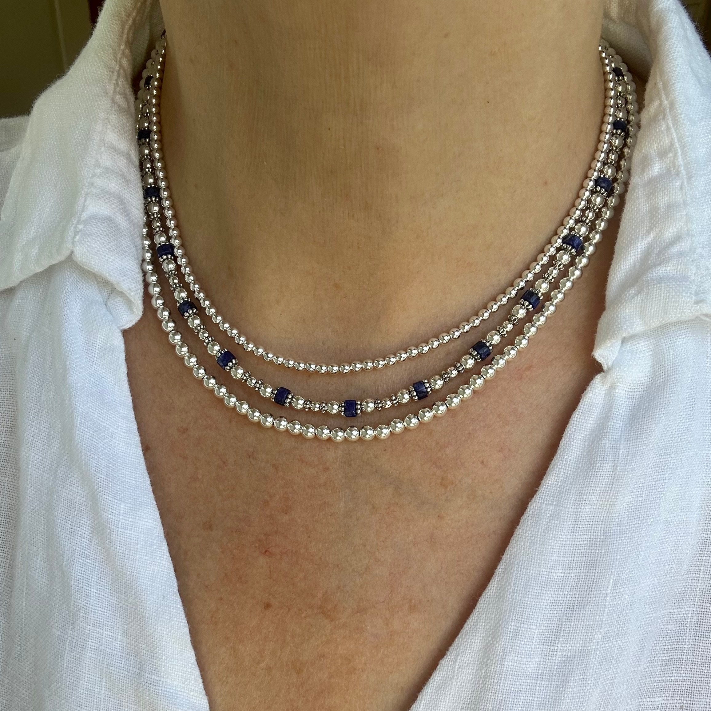 Collana Di Perline Di Lapislazzuli Blu Scintillante - Gioielli Con Pietre Preziose Di Lapislazzuli Rondelle Lisce Da 5 Mm A 7 Mm - Gioielli Da Uomo E Da Donna - Le Migliori - Foto 9