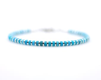 4mm Arizona Turquoise Heishi Bracelet with Heavy Sterling Silver Accents