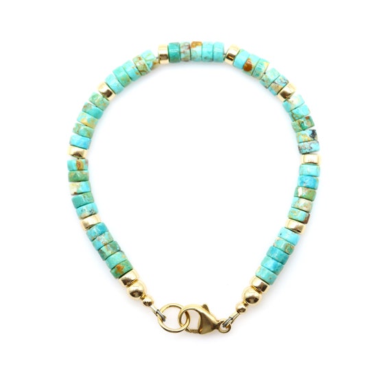 Bracciale In Turchese Naturale 8 Mm - Pietra Energetica Unisex - Serenità E Protezione