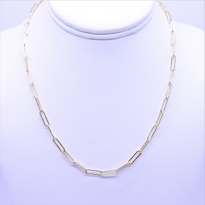 Medium 3.8mm 14k Gold Filled Paperclip Chain Necklace, Gold Choker, Elongated Rectangle Layering Chain, Regular Paperclip, Gift for her
