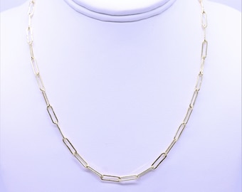 Medium 3.8mm 14k Gold Filled Paperclip Chain Necklace, Gold Choker, Elongated Rectangle Layering Chain, Regular Paperclip, Gift for her