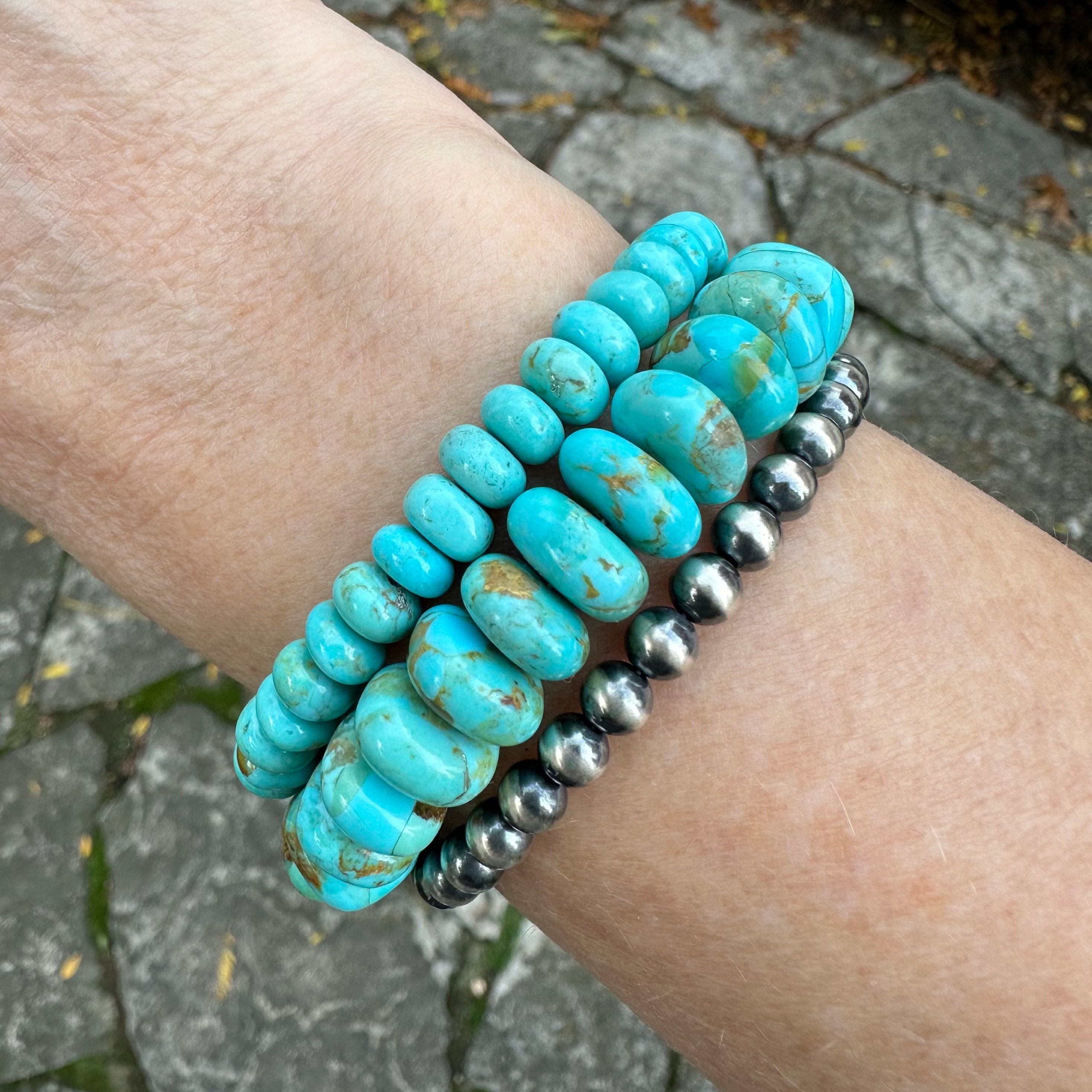 5mm Navajo Pearls Bracelet, Sterling Silver Navajo Indian Beaded 