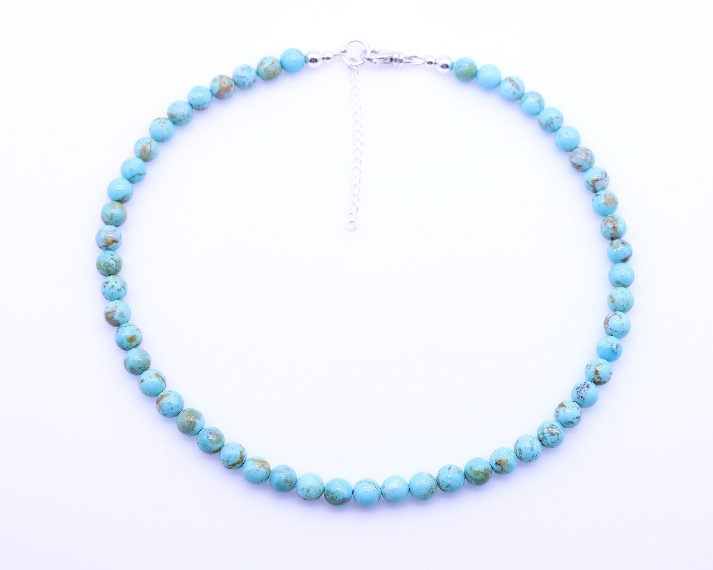 Baby Blue With Matrix Kingman Turquoise Necklace 8mm Beaded - Etsy