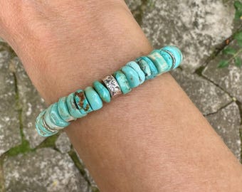 Glatte Blaue Türkis-Perlen, Lose, Runde Perlen, 38,1 Cm