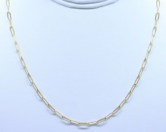 Small 3.1mm  14k Gold Filled Paperclip Chain Necklace, Gold Choker Layering Necklace, Rectangular Elongated Chain Paperclip, Gift for her