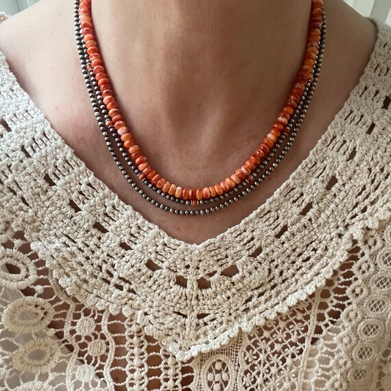 Brilliant Vintage Signed Native American Navajo Orange Spiny Sterling Silver Pendant Brilliant Vintage Signed Native American Navajo Orange Spiny Sterling Silver Pendant