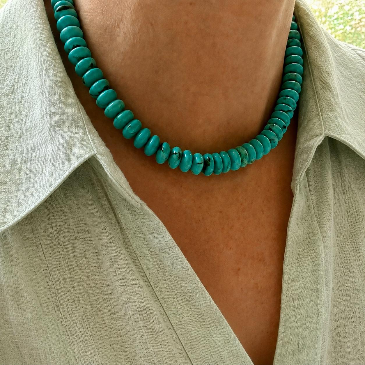 11mm Arizona Turquoise Necklace | Robin's Egg Blue, Sterling