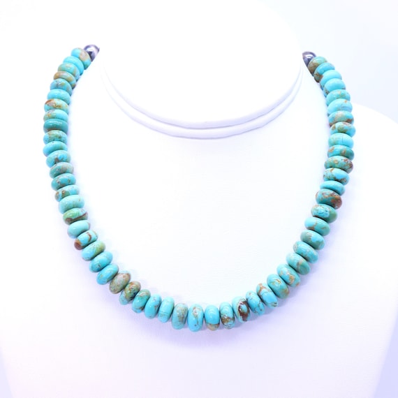 マトリックスターコイズペンダントトップ Large Blue Green with Matrix Kingman Turquoise Necklace | Big