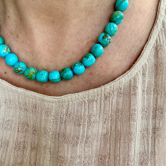 Collana importante, perle di turchese blu da 18 mm, chiusura in acciaio inossidabile - Italia Collana importante, perle di turchese blu da 18 mm, chiusura in acciaio inossidabile - Italia