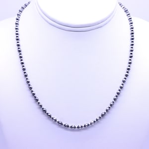 Dainty Necklace with 3mm & 4mm Sterling Silver Navajo Pearls | Modern Southwestern Charm for Everyday Wear or Special Occasions
