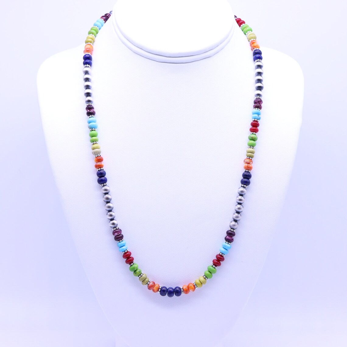 Multicolor Turquoise Silver Necklace Blue Green Orange Yellow - Etsy
