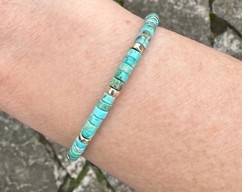 マルチカラーブルーキングマンターコイズとシルバーブレスレット