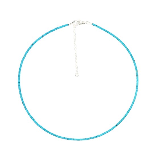 極細ターコイズネックレス | 2mmヘイシビーズ | 極小極薄チョーカー