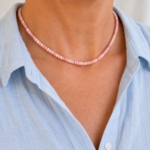 Pink Queen Conch Shell Choker Necklace | 4mm Natural Bead Layering Jewelry Gift