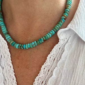 Colar Kingman Turquesa Heishi: Ouro do Sudoeste ou Prata de Lei