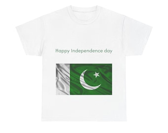 Pakistani Independence Day Tee, Unisex Cotton Shirt, Festive Apparel, Red, Green, White Flag Design, National Pride, Holiday Gift