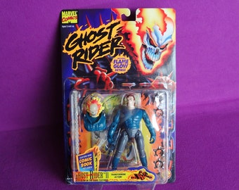 Figura de acción Ghost Rider II Flame Glow in the Dark #52307 de 1995, 5 pulgadas, sellada de fábrica, en su empaque original.