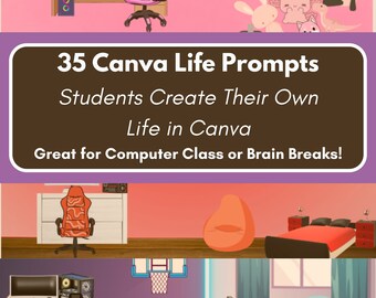 35 indicaciones de vida de Canva: ¡Plantilla de Canva para que los estudiantes diseñen su propia vida en Canva!