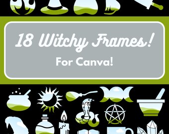 Marcos de Canva Witchy Vibes: ¡ideales para SVG, maquetas, imágenes prediseñadas, libros de recuerdos y más!
