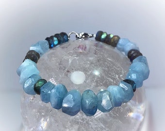 Aquamarine & Labradorite Gemstone Bracelet!