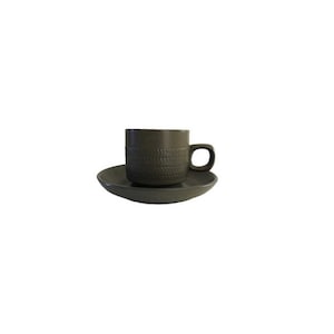 Vintage Denby Camelot Stoneware Coffee Cup Saucer Set Green England