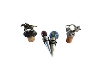 Vintage  Cork Stopper for Bottles and Decanters Horse Rider Grapes Globe Mid Century Wood Priced Separately
