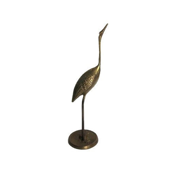 Vintage Brass Crane Heron Figurine Made In Korea