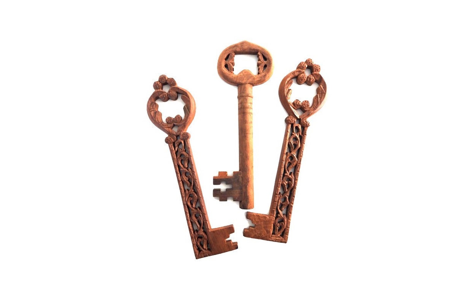 Vintage Hand Carved Wooden Key Wall Decor Priced Separately Etsy