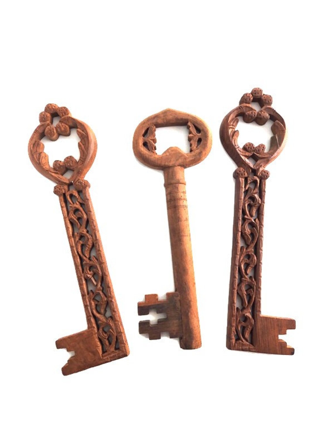 Vintage Hand Carved Wooden Key Wall Decor Priced Separately Etsy
