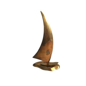 Vintage Brass Sailboat Sculpture by DRM from 1988