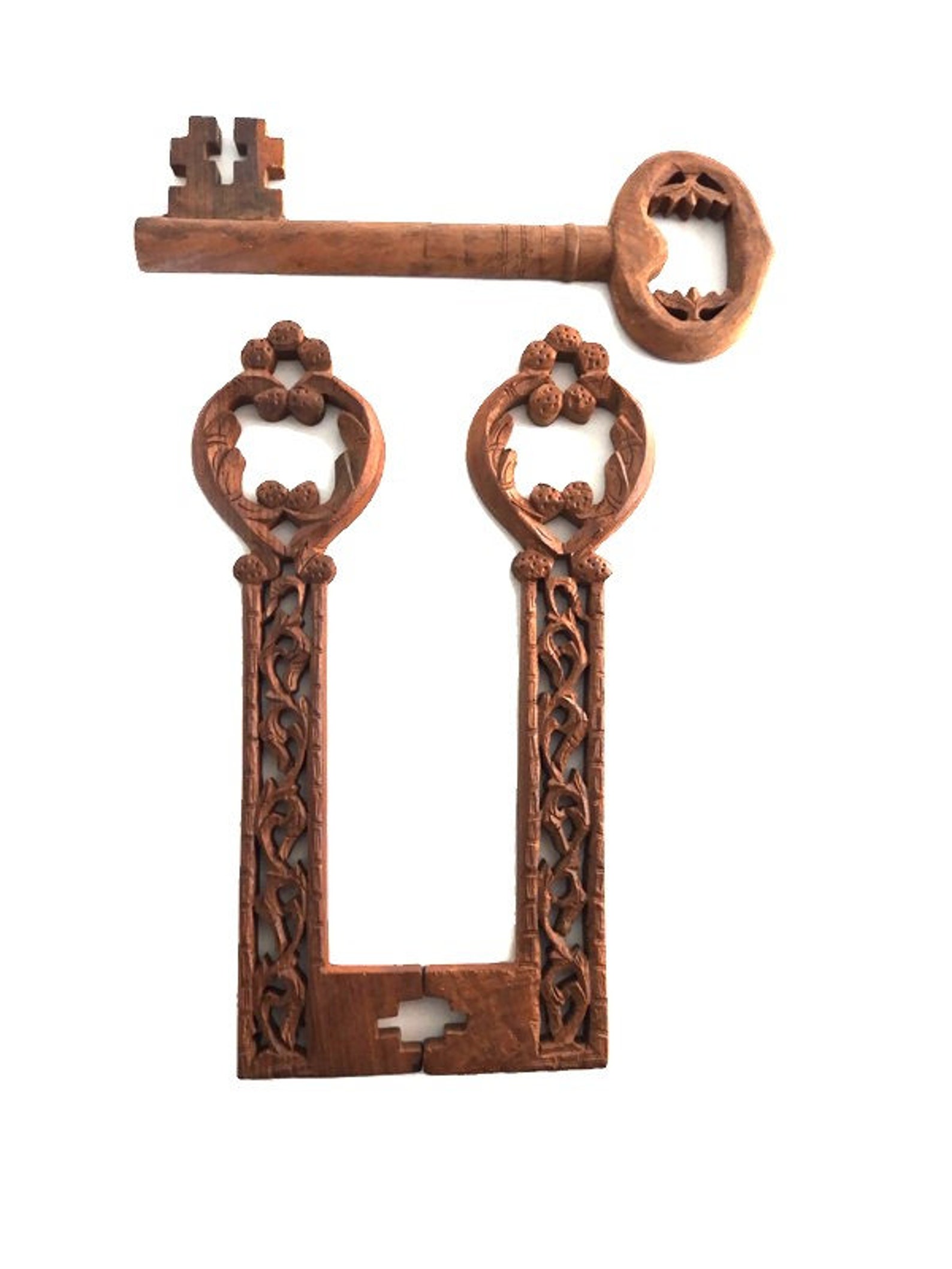 Vintage Hand Carved Wooden Key Wall Decor Priced Separately Etsy