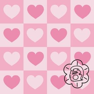 Pink checkered hearts seamless pattern