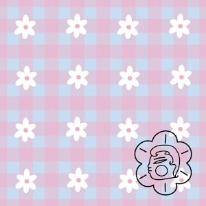Purple floral gingham seamless pattern
