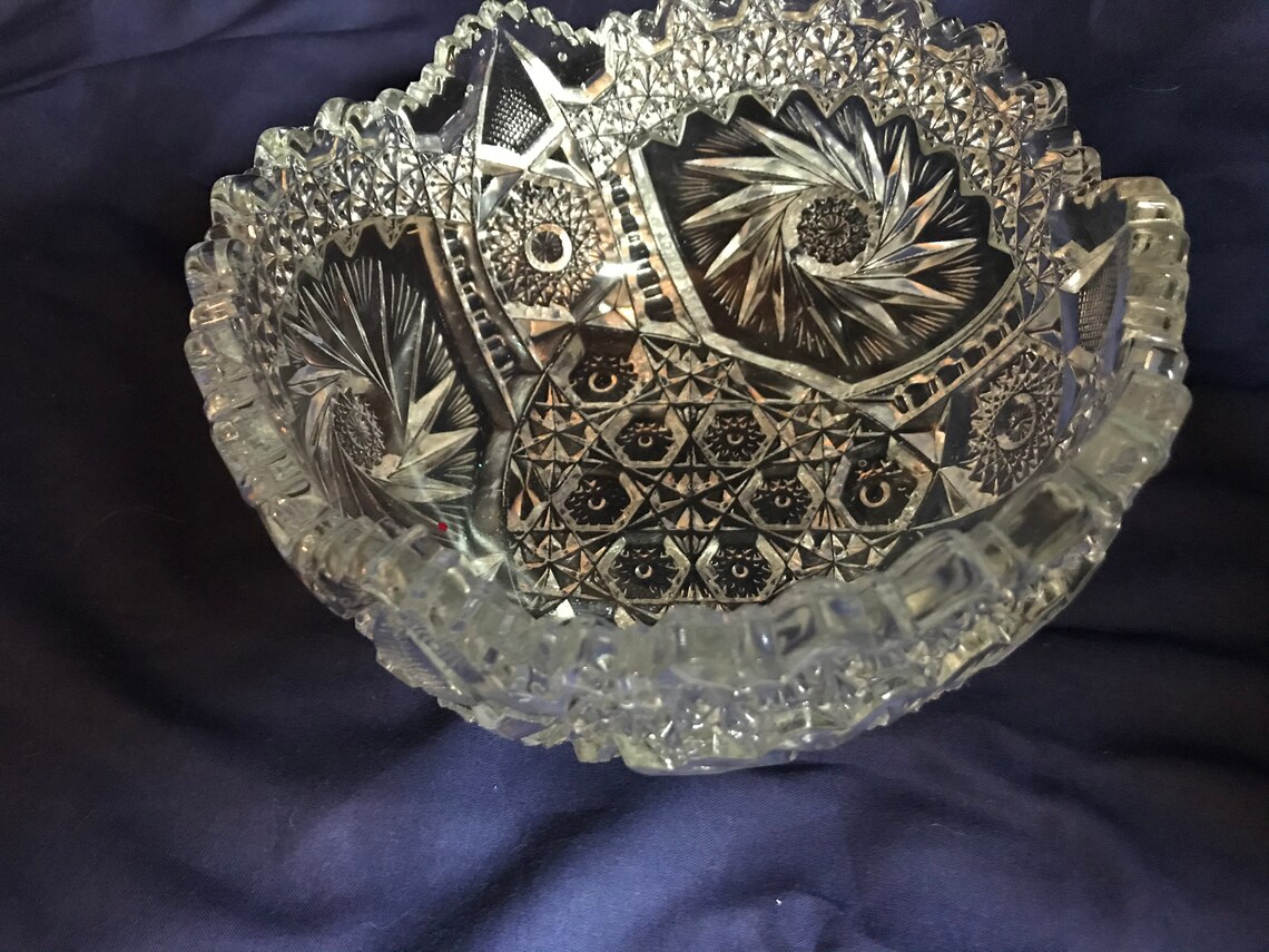 Vintage Crystal Pinwheel Pattern Bowl Etsy