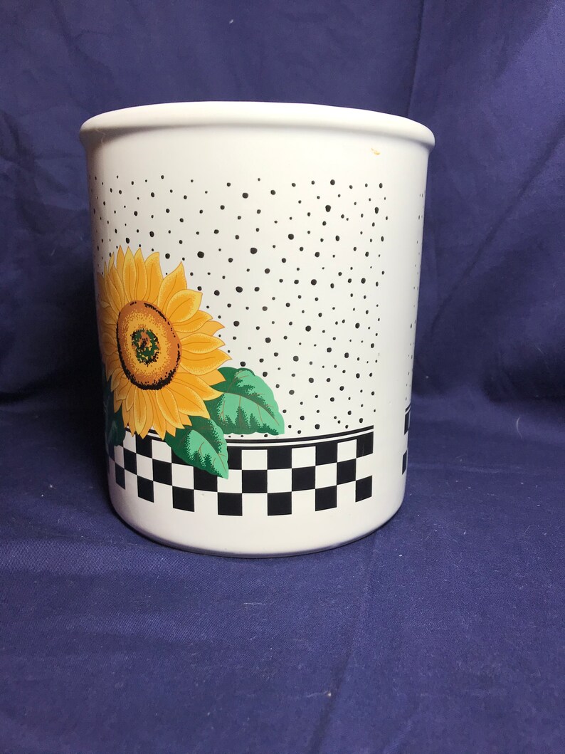 Vintage Sun Flower Utensils Jar Etsy