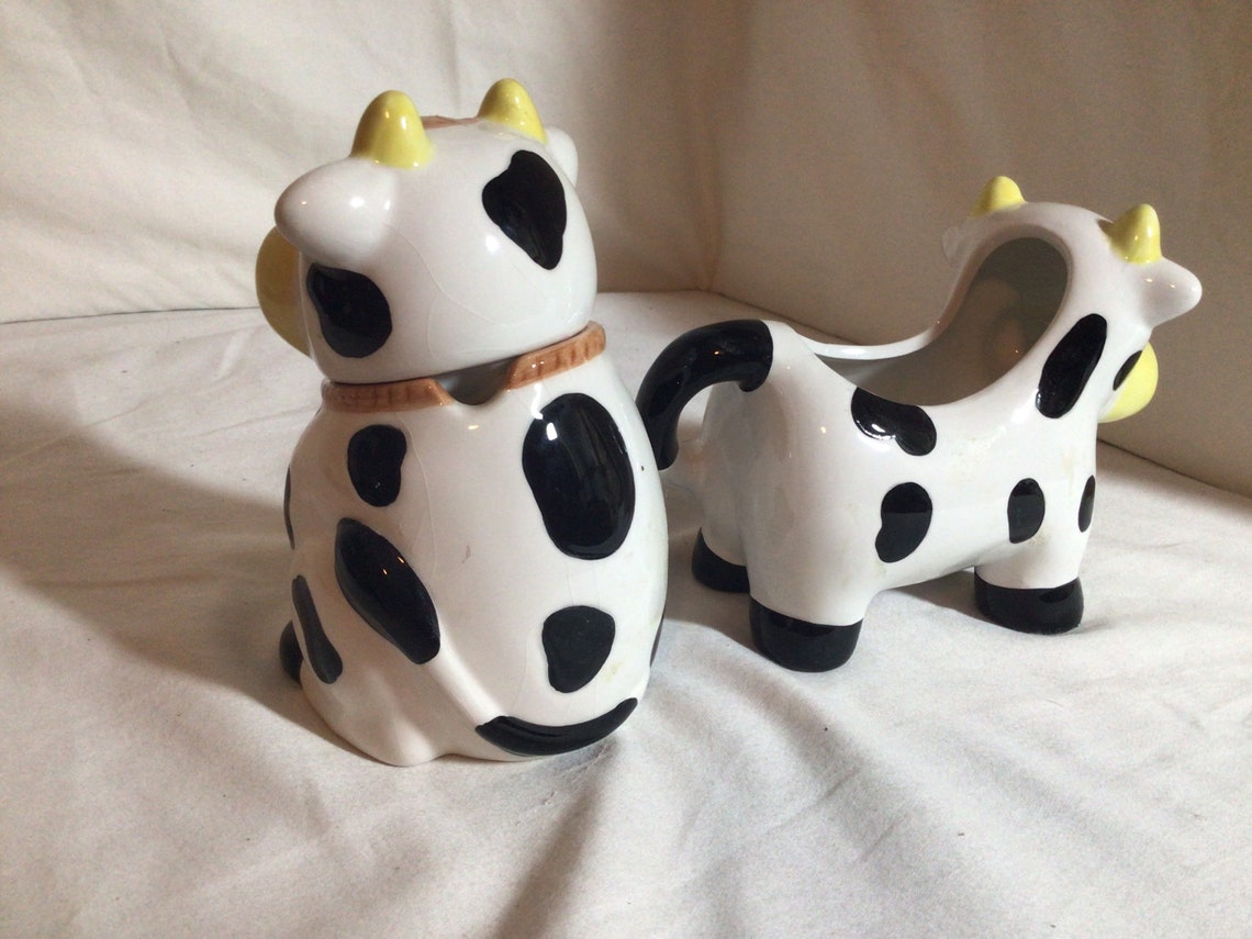 Vintage Cow Creamer and Sugar Set Etsy