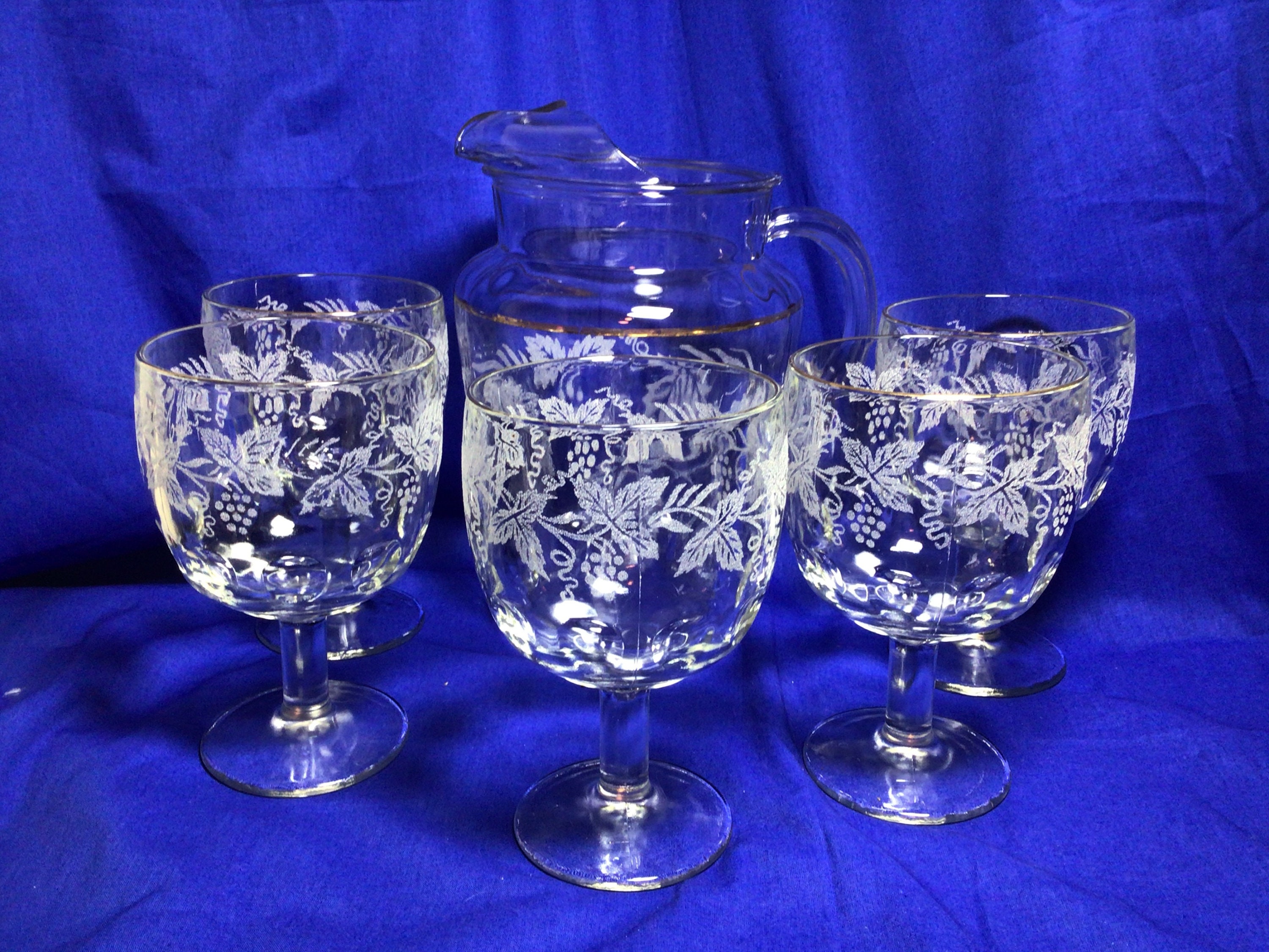 Vintage Bartlett Collins Pitcher and Goblets Etsy UK