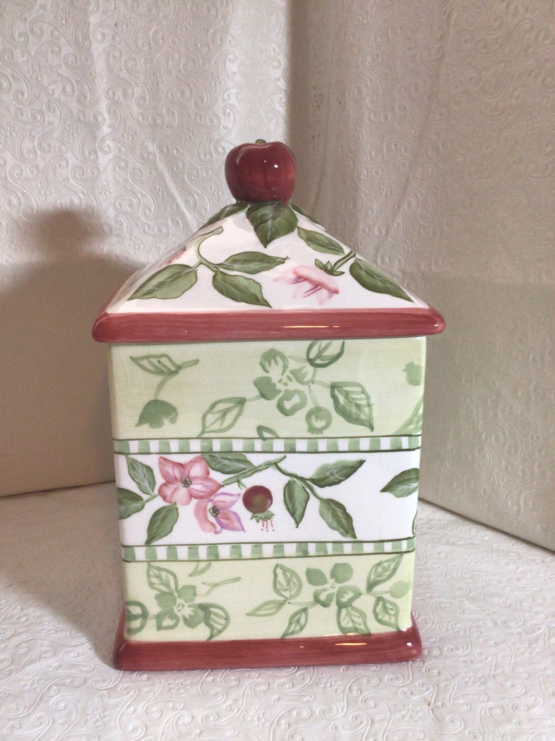 Capriware by Michael’s Orchard Hand Painted Kitchen Canister Cookie Jar  Medium