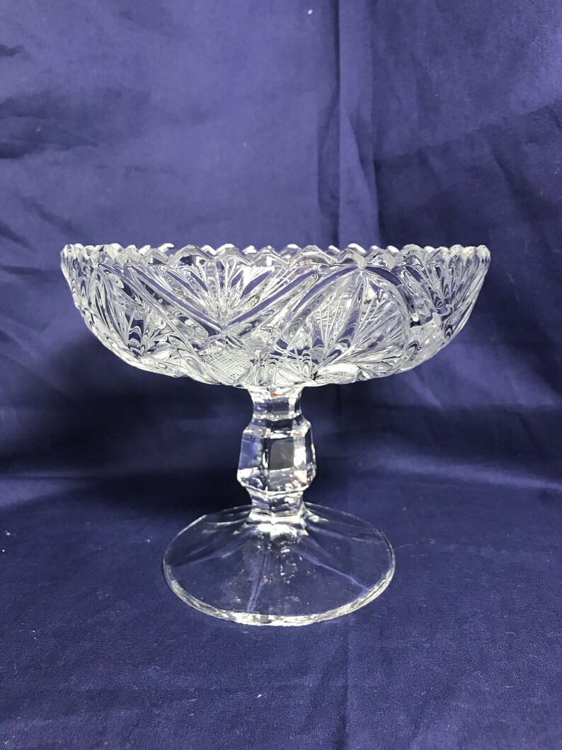Vintage Crystal Pedestal Bowl Etsy