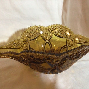 Vintage Amber cut glass bowl