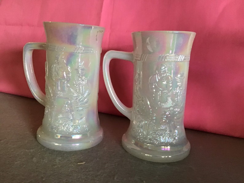 Vintage Iridescent Milk Glass Beer Mugs. by Federal Glass Co Etsy
