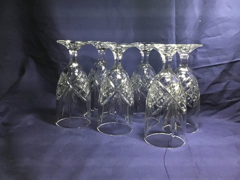 Vintage Heavy Cut Crystal Wine Glasses Etsy