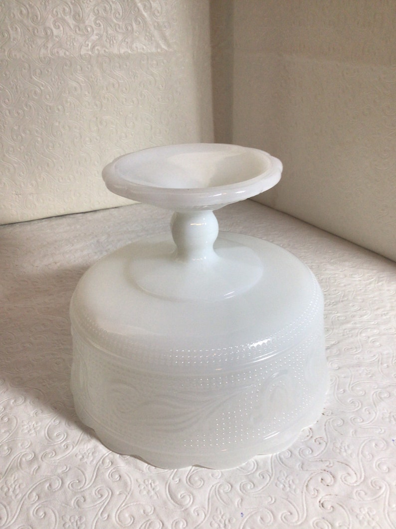 Vintage Milk Glass Pedestal Bowl Etsy