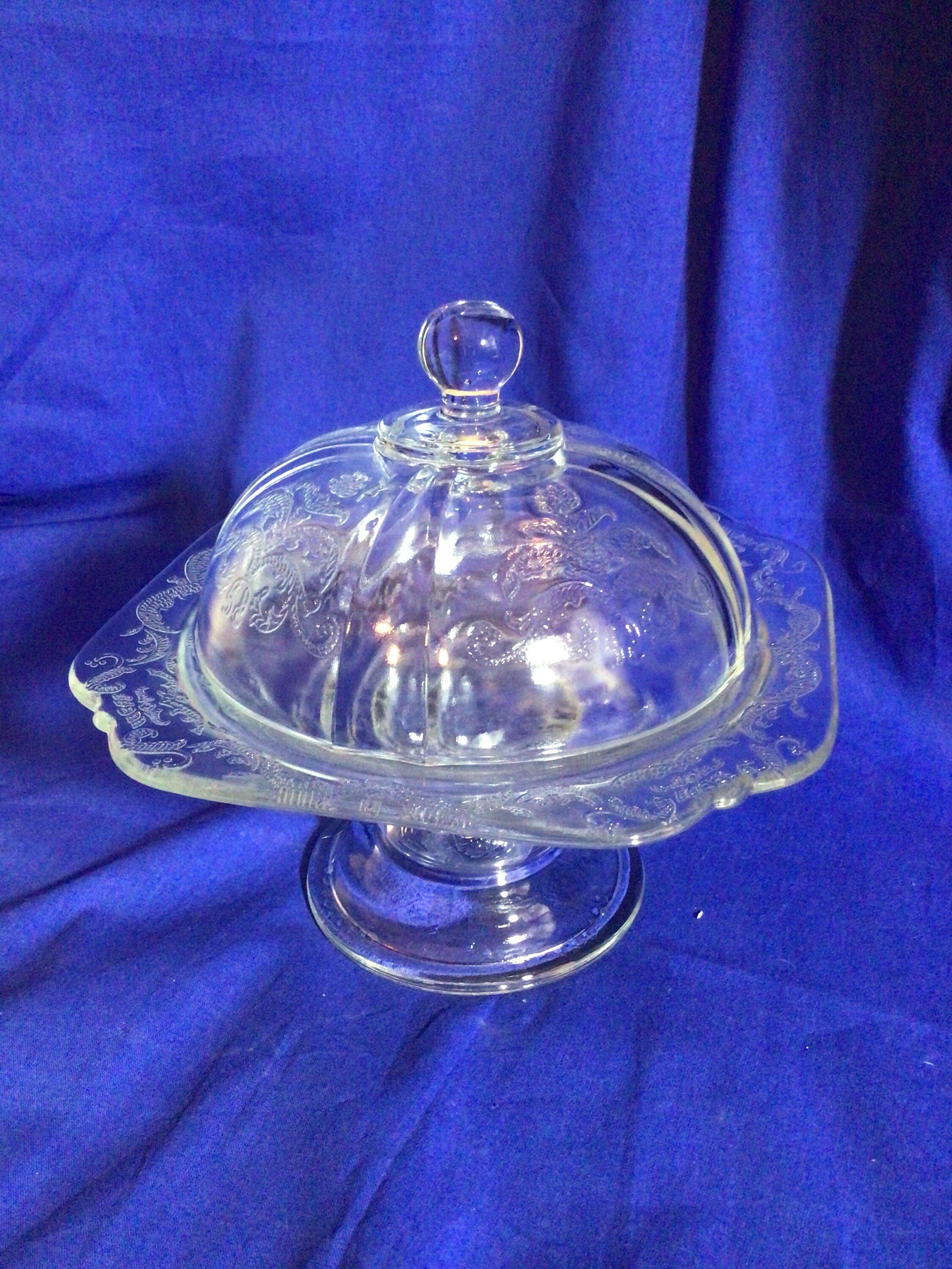 Vintage depression glass butter dish Etsy