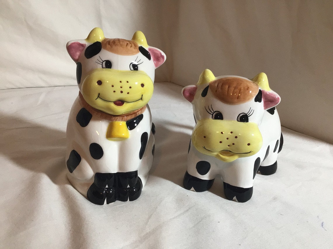 Vintage Cow Creamer and Sugar Set Etsy