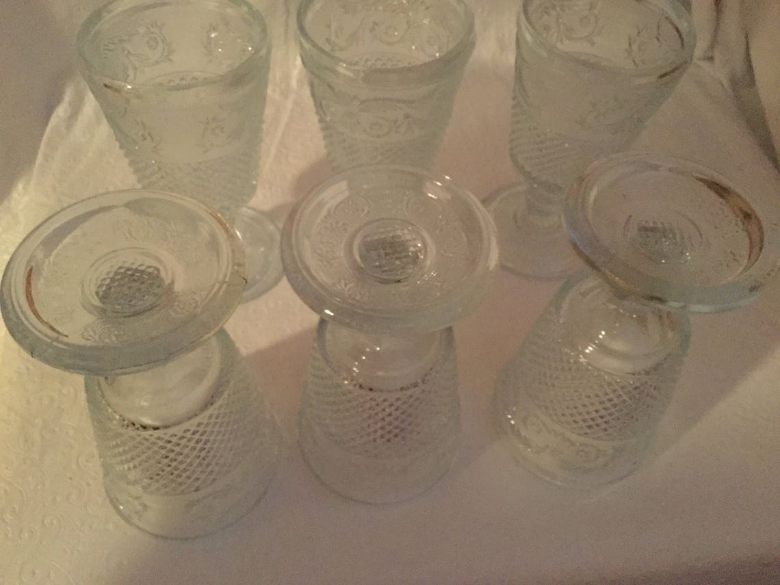 Vintage Johnson Brothers Sandwich Glass Pedestal Glasses Etsy