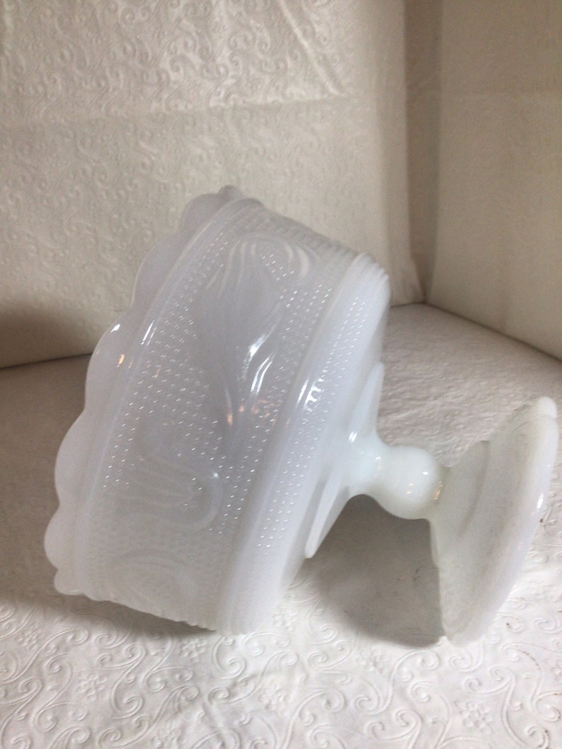 Vintage Milk Glass Pedestal Bowl Etsy