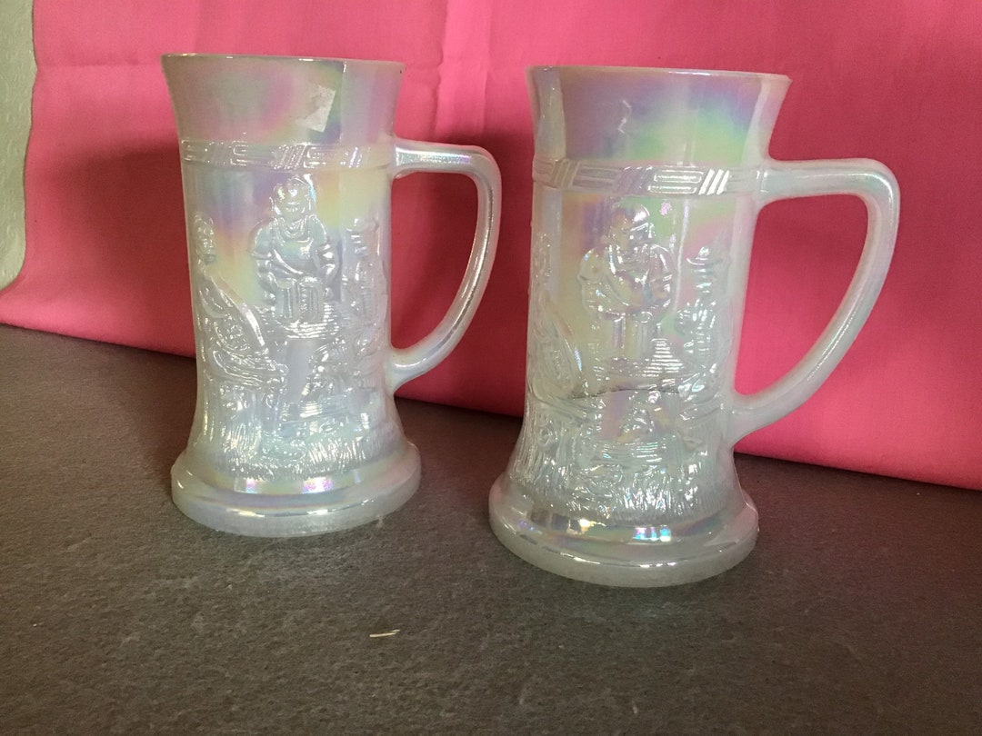Vintage Iridescent Milk Glass Beer Mugs. by Federal Glass Co Etsy