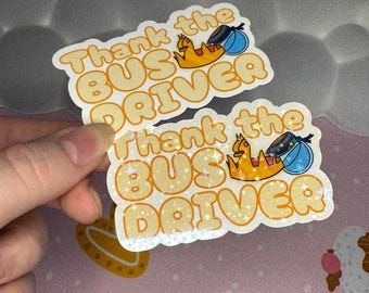 Danke dem Busfahrer-Aufkleber, dem gelben Gaming-Aufkleber, demBattle Royale Crown & Shield Potion Gaming-Aufkleber, dem glitzernden Videospiel-Aufkleber