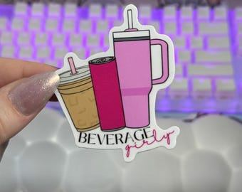 Sticker drank girly, schattige ijskoffie, sticker energiedrank, Stanley Cup vinyl sticker, hydratatie sticker, sticker drankliefhebber, sticker drank, drink girly